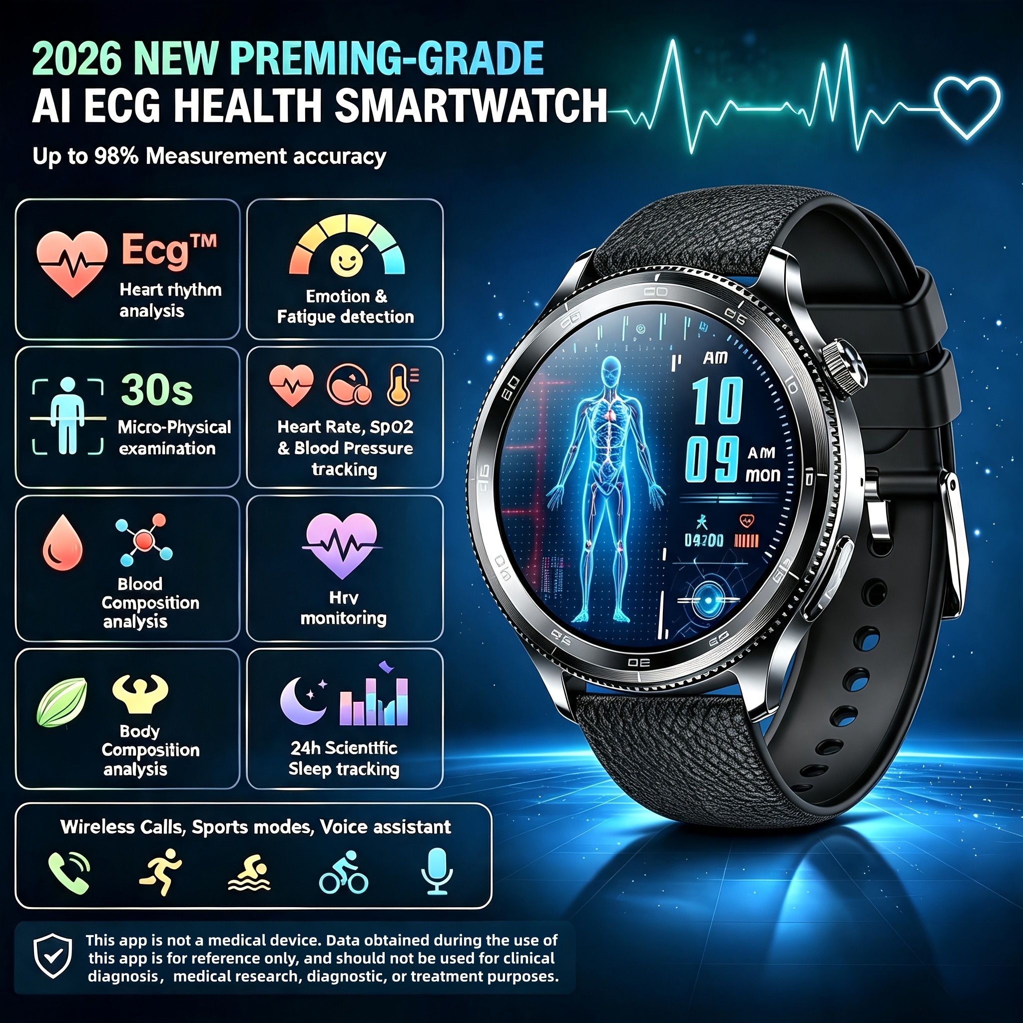Image of 2026 Health Smartwatch With 380mah 43'' Amoled, Real- Monitoring, And Menstrual Tracking, Emergency Sos And , For Ios/, Ideal For Daily Wellness, Fitness Coaching