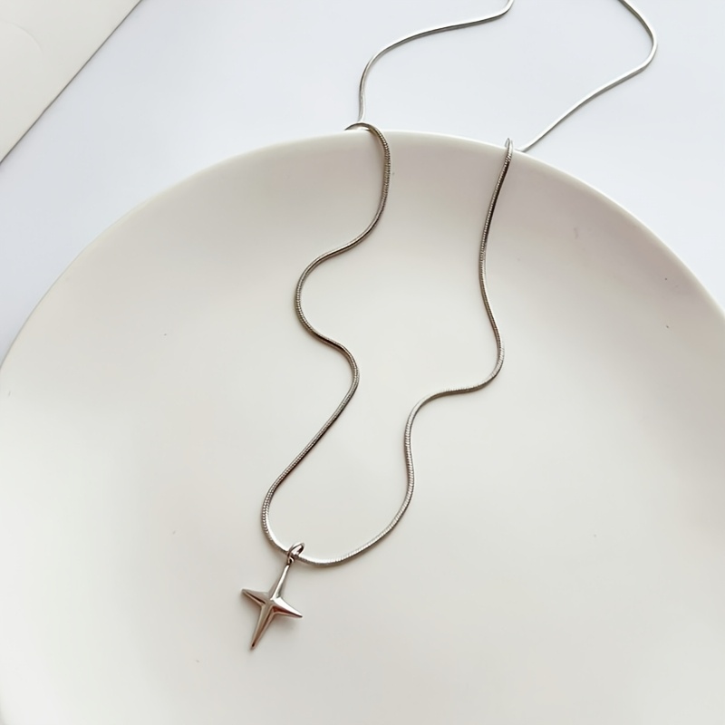 Minimalist Everyday & Formal Necklace - Delicate Starburst Pendant Snakebone Chain, Anti-tarnish Jewelry For , Everyday & Special Occasions - Elegant Collarbone Chain Necklace, , Durable Construction