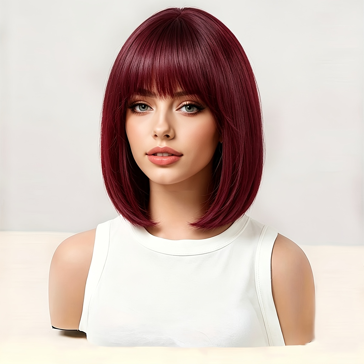 Image of 12-inch Elegant Ladies Short Bob Straight Hair Heat-resistant Synthetic Wig, A Mature Woman, Suitable For Ladies' Daily Wear, Parties, Weddings, Vacations, Festivals, And Other Occasions Wig Additions