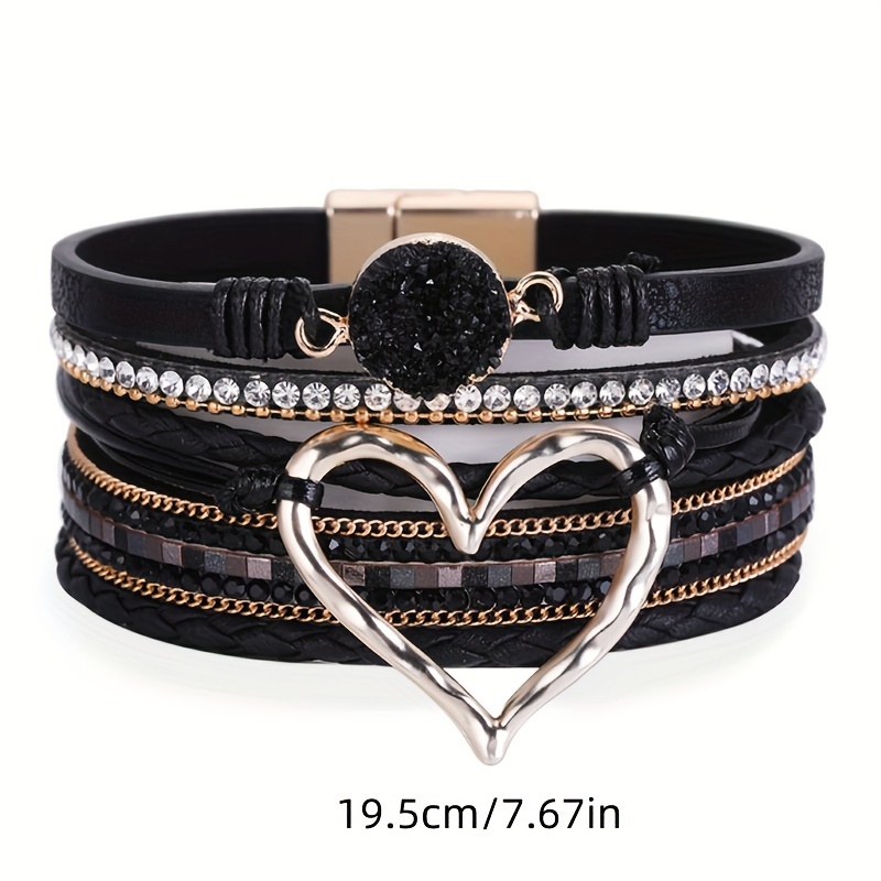 fashionable new bracelet bohemian multi layer wristband with heart shaped opening suitable for   men and women a gift accessory Product details 4