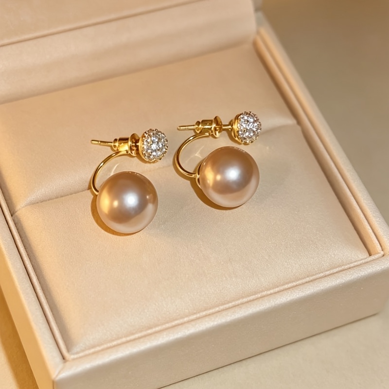 TEMU Boucle d'oreille cloutée polyvalente couleur champagne, à de deux manières, dégageant un style sophistiqué, élégant et intemporel