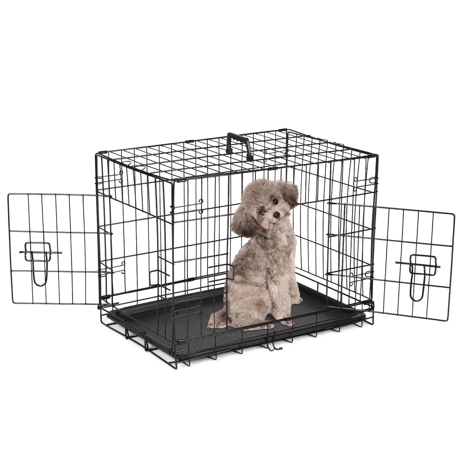 

Dog Crate With - Metal Foldable Pet Cage With Divider Panel & Removable Tray, Portable Extra Large Kennel For Out Indoor With Handle, Baskets, Bins & Containers For