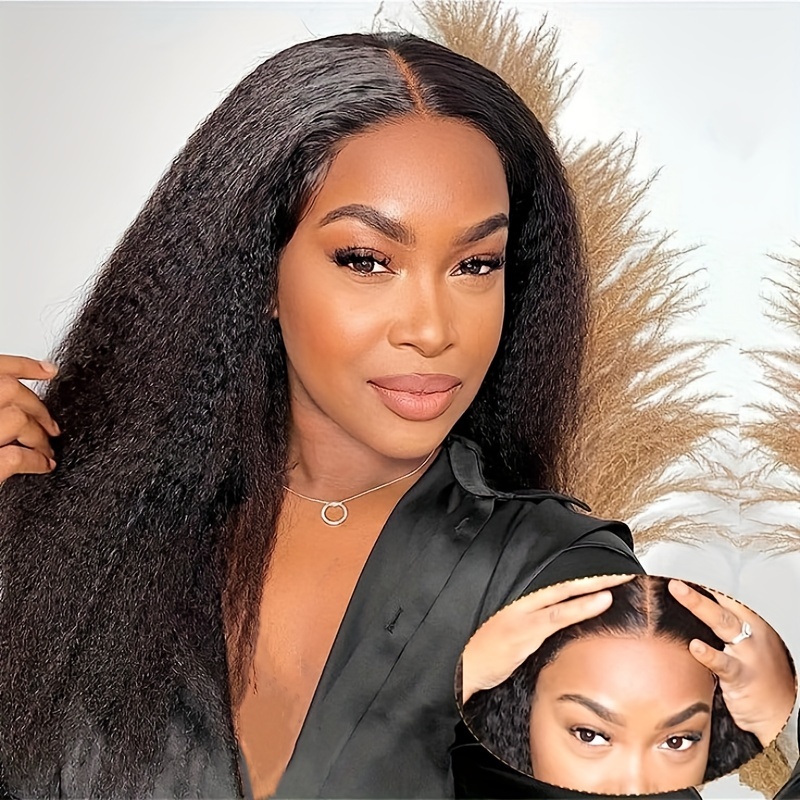 UNice Glueless Invisible HD Lace 5x5 Lace Closure Black Kinky Straight Wig