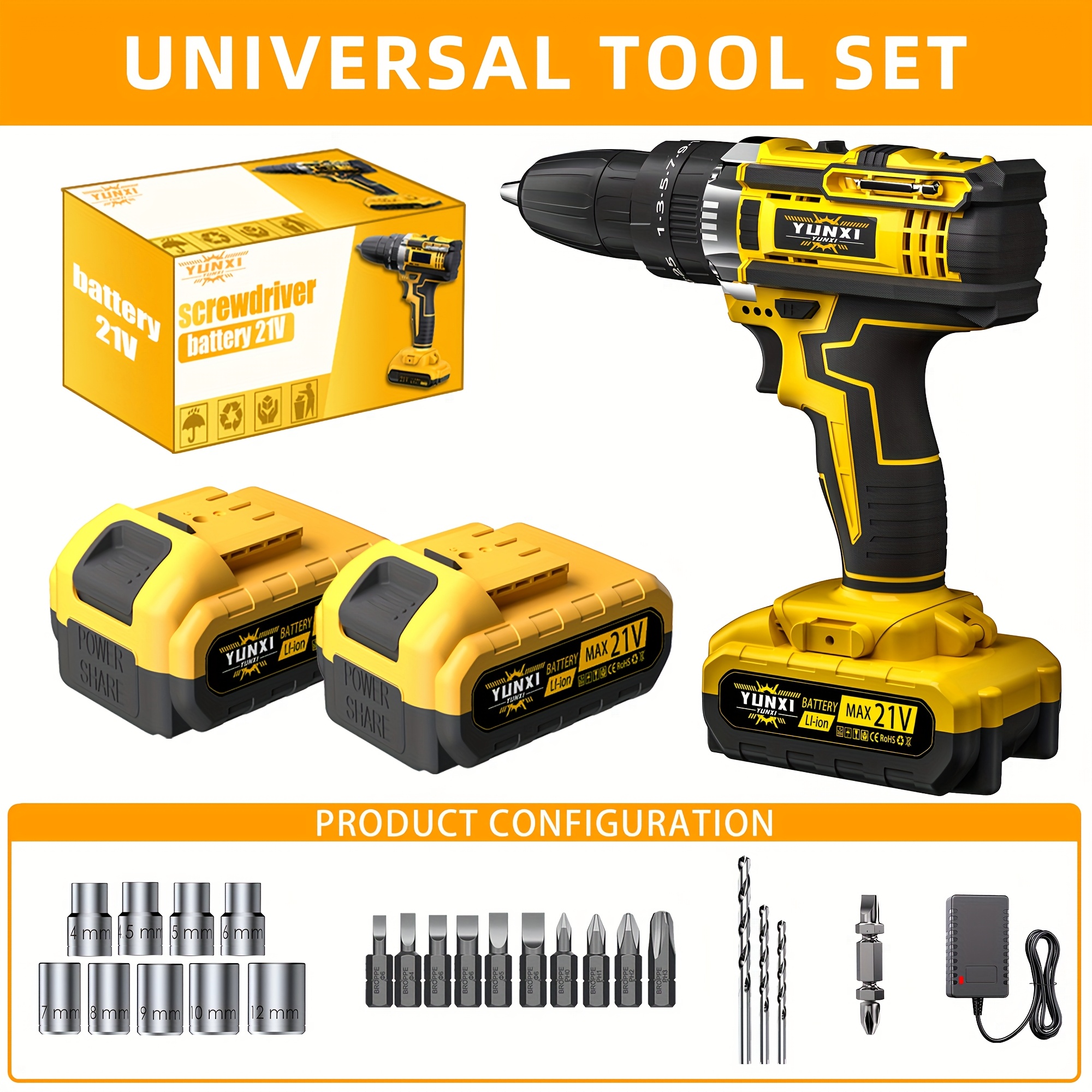 Draadloze elektrische lithiumboor met hoog vermogen voor huisdecoratie, eenvoudig te gebruiken