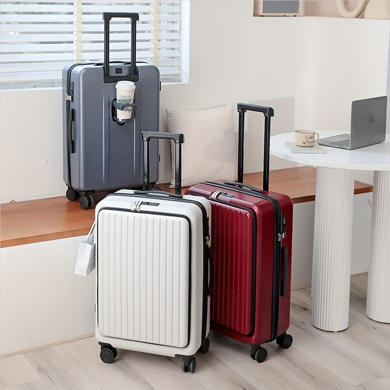 carry trolley suitcase convenient front opening charging Temu Oman