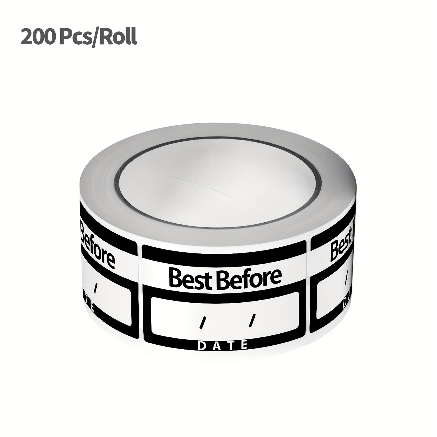 TEMU 1roll(200pcs) Date Stickers With Black Erasable Pen *1.57'' Satety Date Freezer Pantry Index Labels Sealing Tag Perfect For Kitchen Storage