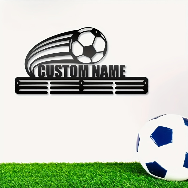 

Personalized Soccer Medal Holder With Custom Name Hooks - Ideal For Home, Office & Garden Decor | Perfect Gift For Sports Enthusiasts