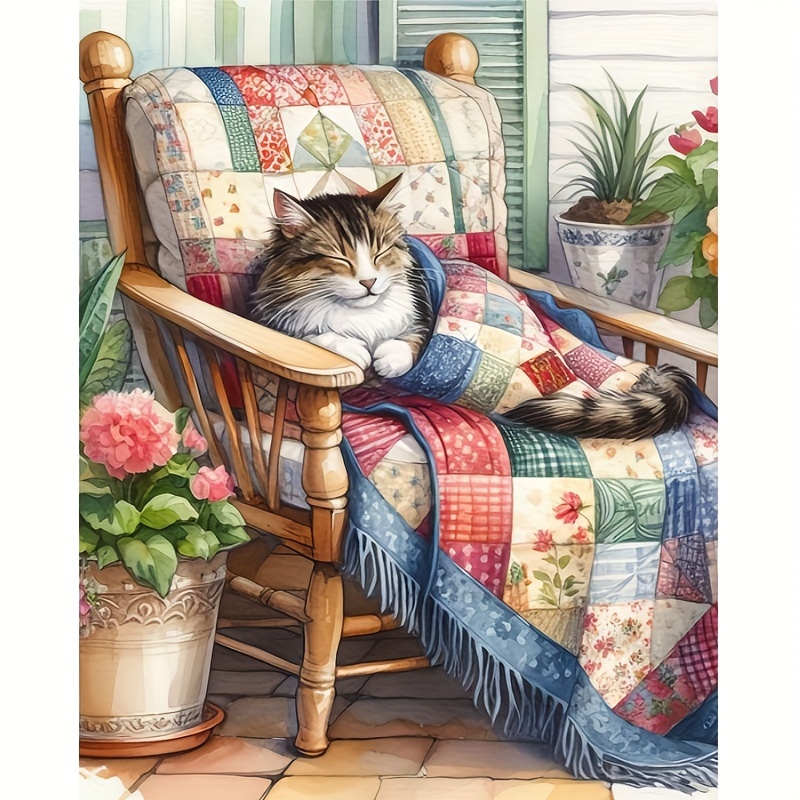 

Diy 5d Diamond Painting Kit - Cat Design, 11.8x15.7in Frameless, Round Acrylic Diamonds, Craft & Embroidery Art For Wall Decor, Perfect Surprise Gift