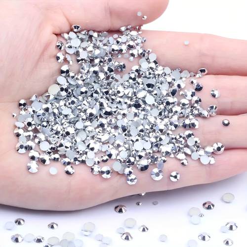 300 500 1000 2000pcs silvery flatback resin rhinestones non hotfix resin gems suitable for nail art diy crafts and jewelry making accessories christmas gifts new years gifts valentines day gifts party supplies