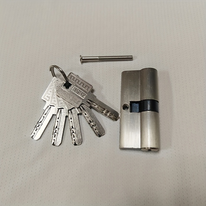 E-shop Türschlosszylinder nach europäischer Norm – Robuste Metallkonstruktion, silbrig gebürstetes Zinklegierungsmaterial, inklusive 5 Hauptschlüsseln.