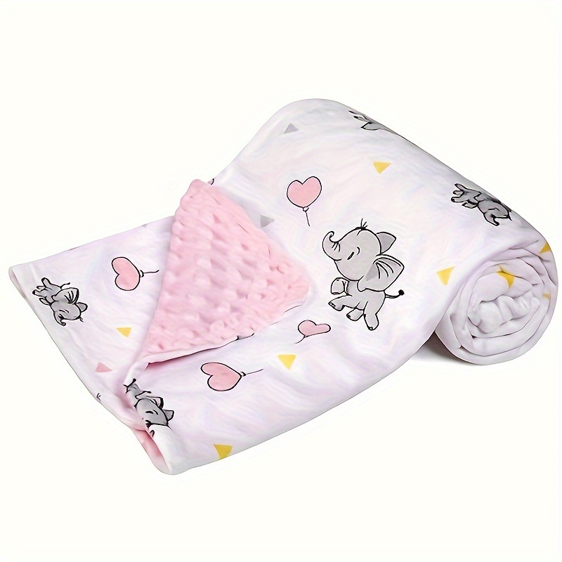

Double Layers Soft Plush Minky Blanket With Dotted Backing, Blanket For Shower Gift
