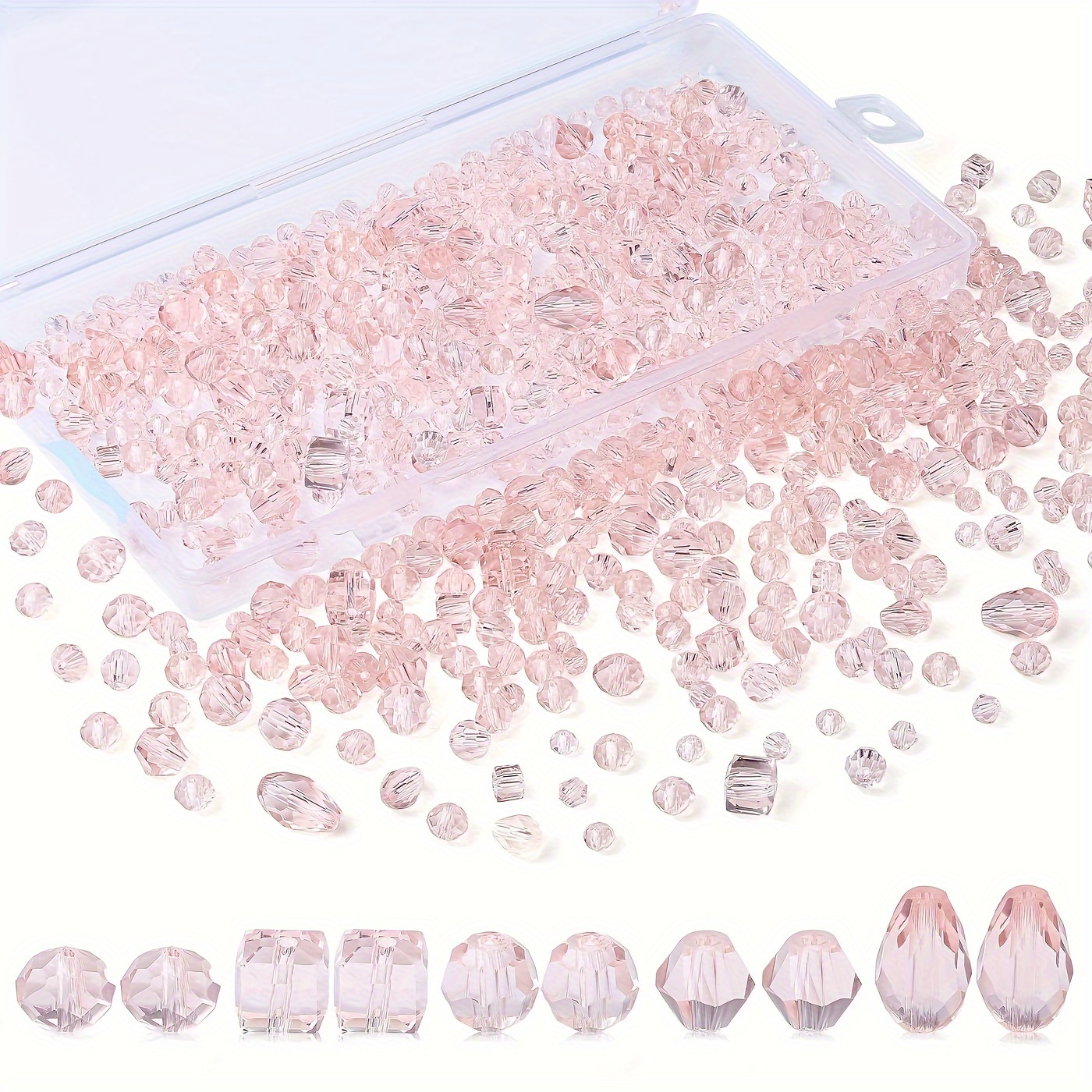 

300pcs Mixed Pink Glass Crystal Beads Assortment For Diy Jewelry Making And Craft Decoration