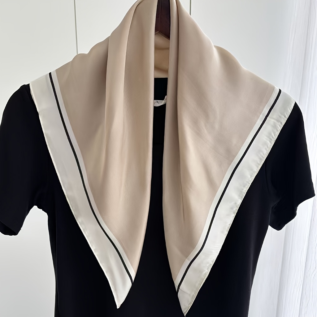 TEMU 1pc 1 Square Scarf - Classic Retro Print, Black And White, Elegant Non-stretch Fabric, Suitable For Retro Themed Parties, Cultural Events, And