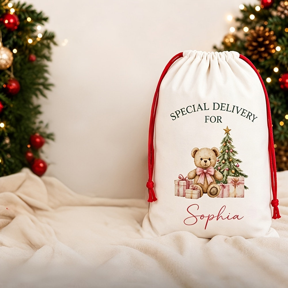 TEMU Personalized Custom Name Christmas Stocking Santa Sack Family Kid Boy Christmas Eve Holiday New Year Gift Bag Xmas Box Christmas Tree Ornaments