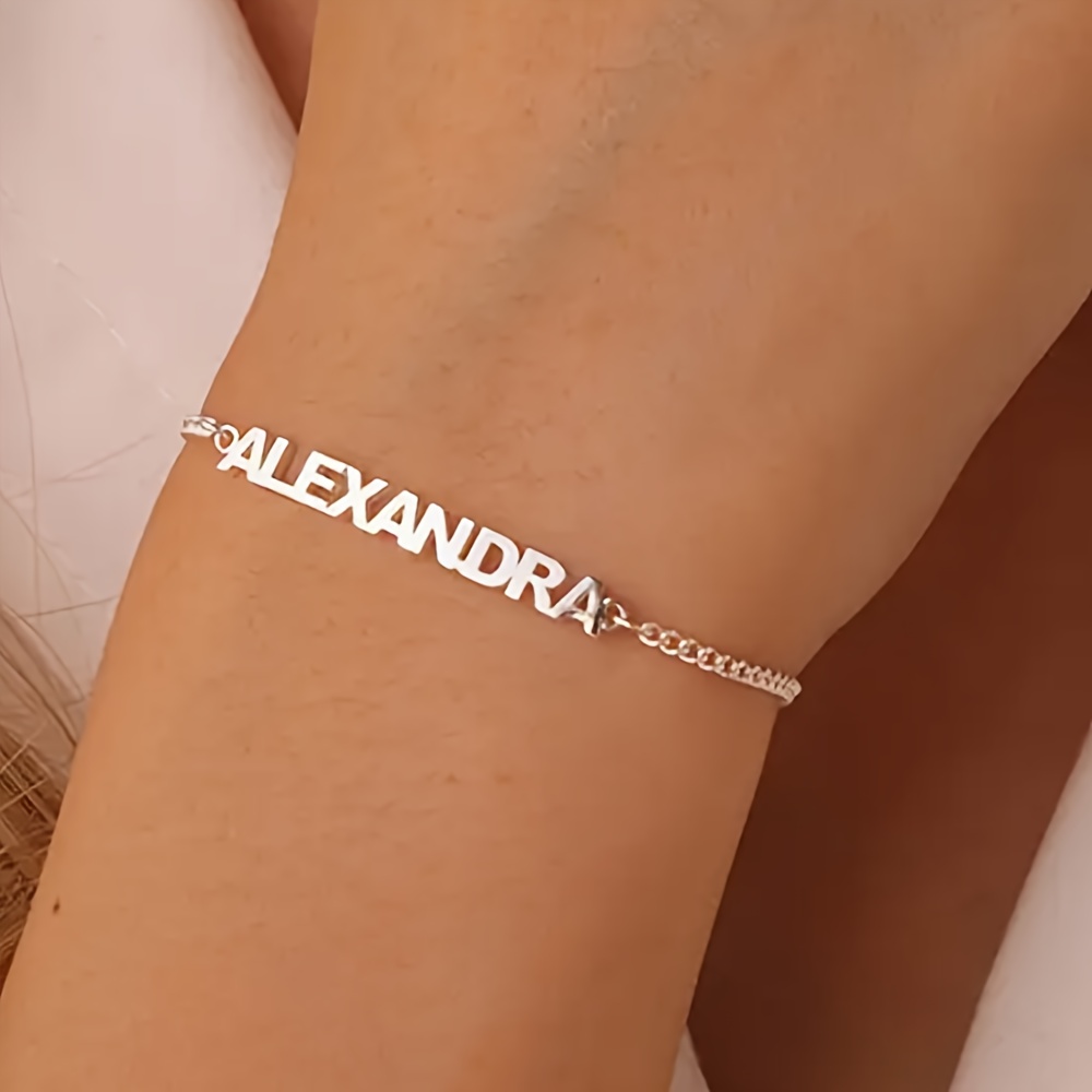 TEMU Personalized Stainless Steel Women's Fashion Bracelet, Engraved With An Name, A Simple Yet Stylish Women's Accessory, An Ideal Gift For Mother's