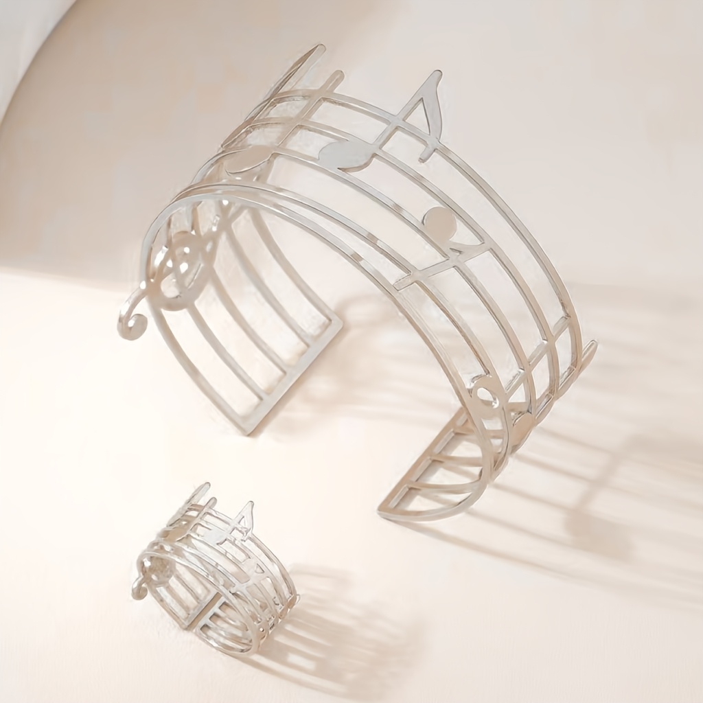 Golden & Silvery Hollow Line Note Bracelet Set
