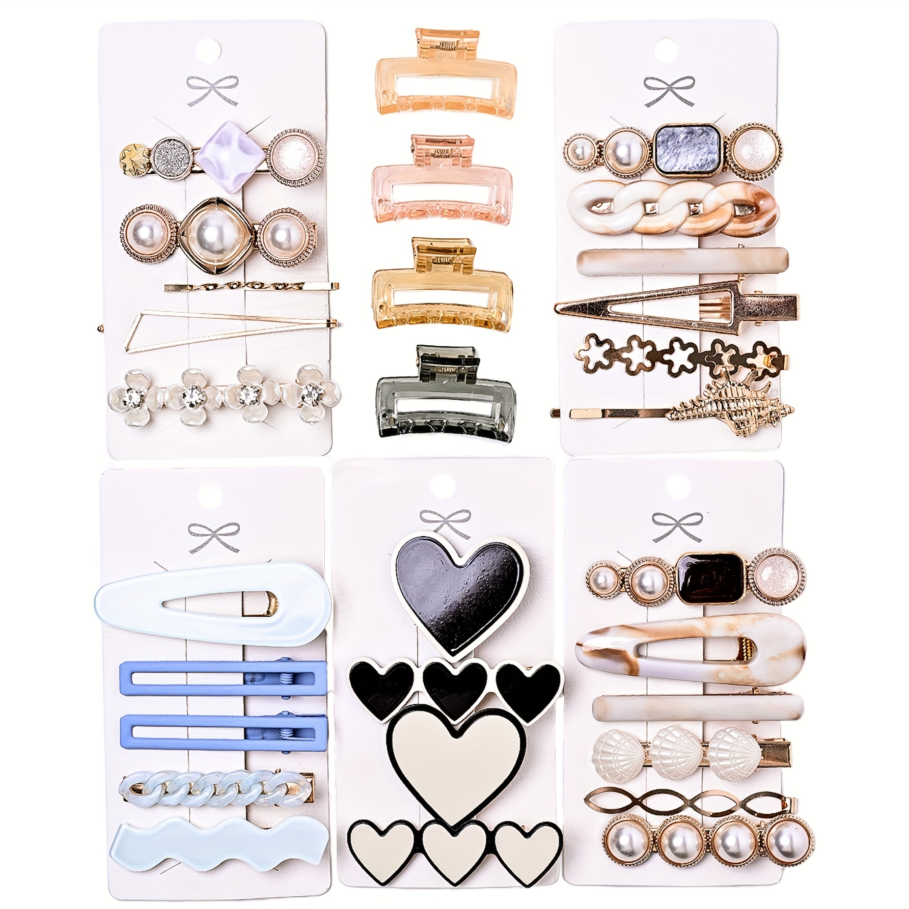 TEMU 30pcs Hair Styling Accessories Kit Clips Large Hollow Out Rectangular Hair Grab Clips Decoration For Women And