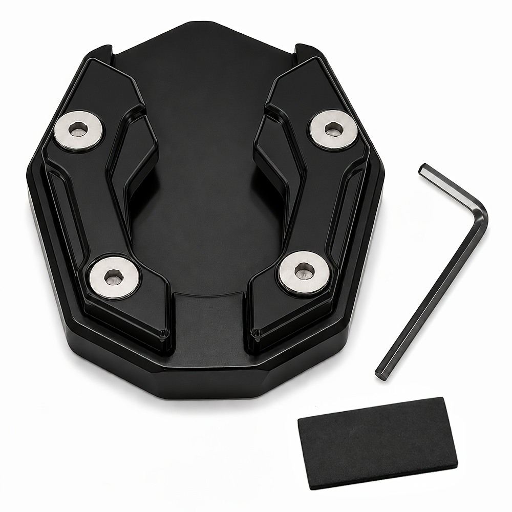 TEMU Plaque d'extension d'espacement de béquille latérale de moto, coussin de pied d'espacement de béquille latérale en alliage d'aluminium en CNC,