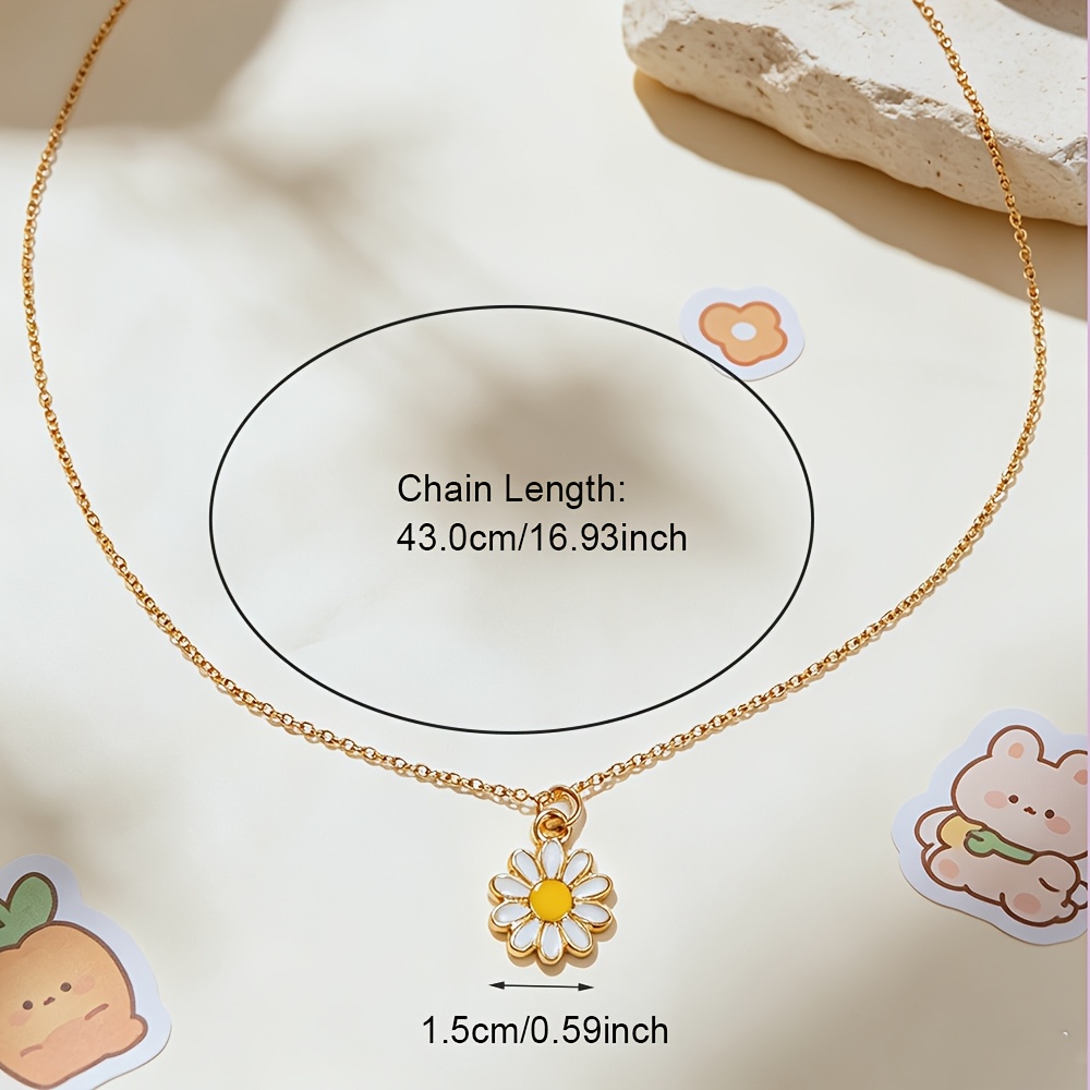 5pcs Colorful Little Daisy & Cherry Pendant Necklace Set