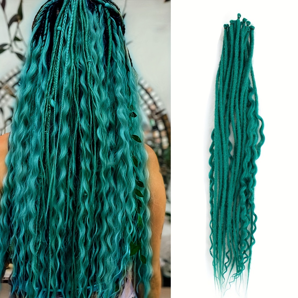 Image of Plenday 20pcs Mixed Dreadlock Extensions Set - Thin, Single Ended With Curly & Straight Synthetic Hair For Women