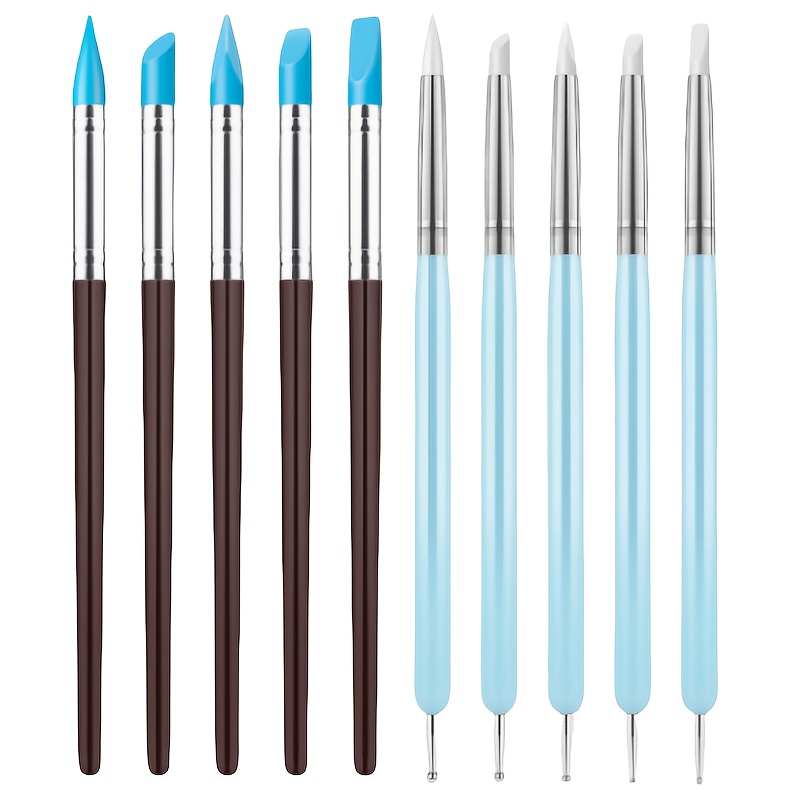 E-shop Set mit 10 Silikonwerkzeugen zum Modellieren, Punkten und für Töpferarbeiten, ideal für Projekte, inklusive Silikonpinsel für Skulpturen und