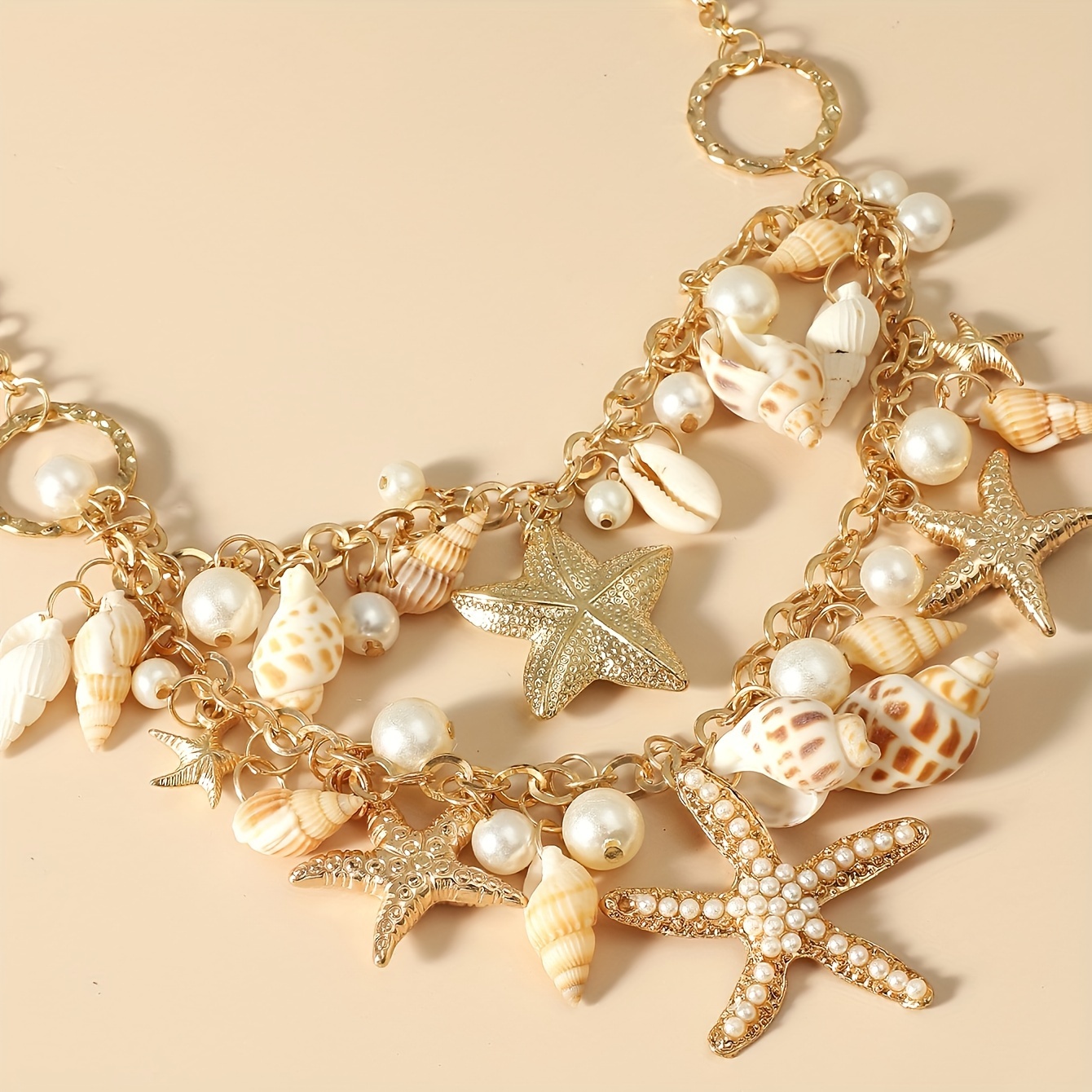 Boho Vacation Shell Starfish Necklace Ocean Style Jewelry