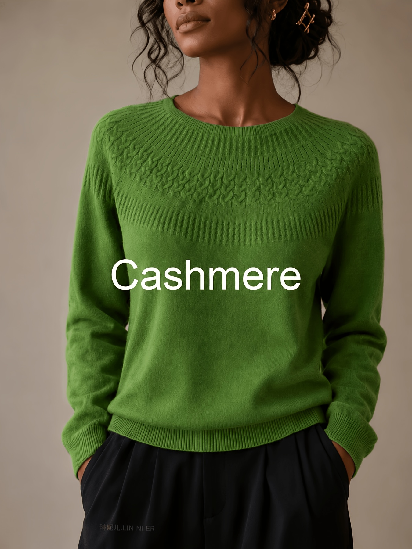 womens round neck long sleeve sweater cashmere sweater women and loose basic pullover suitable for casual wear   layering and autumn winter outfits   in multiple colors