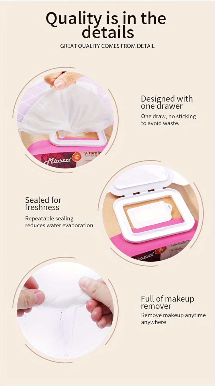 VE Makeup Remover Wipes Sodium Hyaluronate Eye Makeup Remover Lip Full Face Moisturising Cleaning Cleansing Wet Towelettes Facial Cleansing Towelettes HyaluronicAcid Hydrating Makeup Remover Wet Wipes Gifts For Women