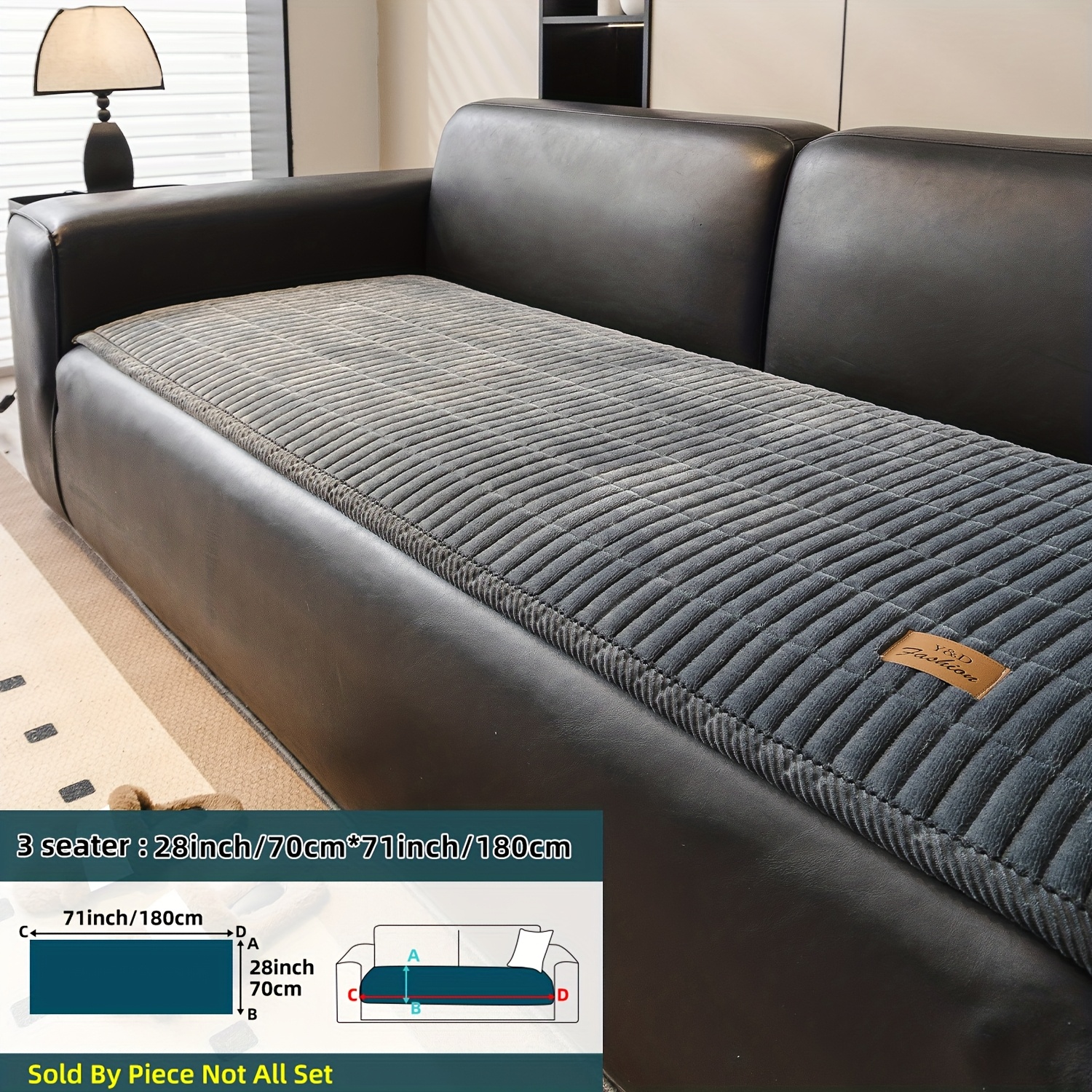 TEMU Thickened Quilted Plush Sofa Cushion Cover - 1pc, Easy Modern, Thick Warm Fluffy, And Machine Washable, Fits All Sofa Types (1/2/3/4
