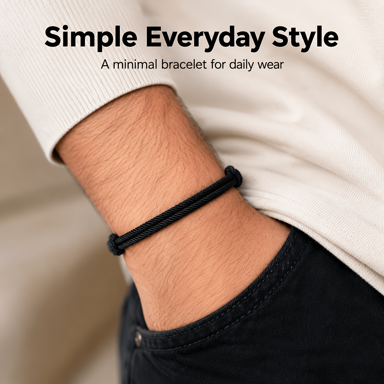 Unisex Minimalist Adjustable Rope Bracelet, Everyday Wear