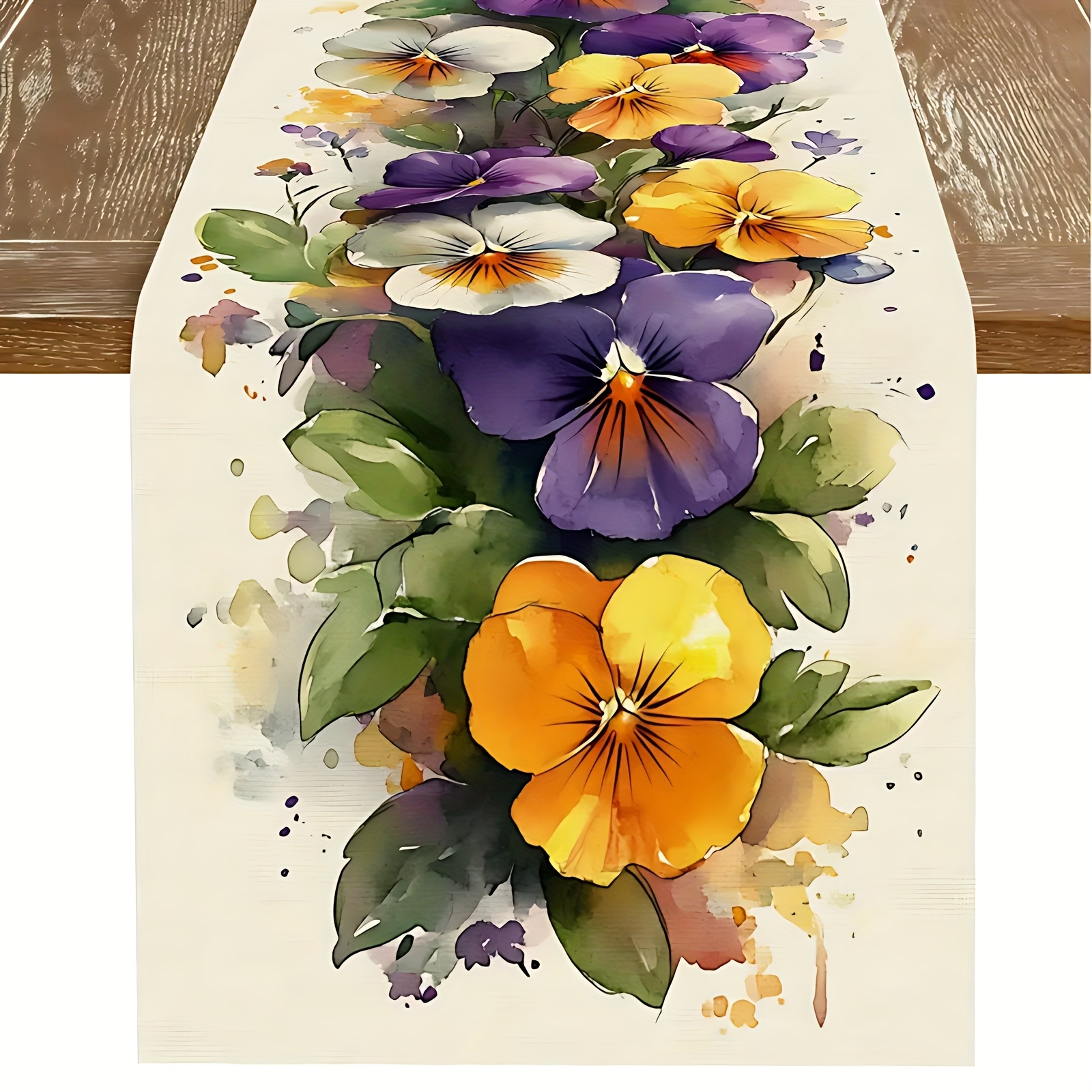 TEMU 1pc Of Vibrant Floral Table Runner - Long Fabric With Lemon And Orange Design, Ideal For Spring And Summer Home Decor. Family Gatherings And