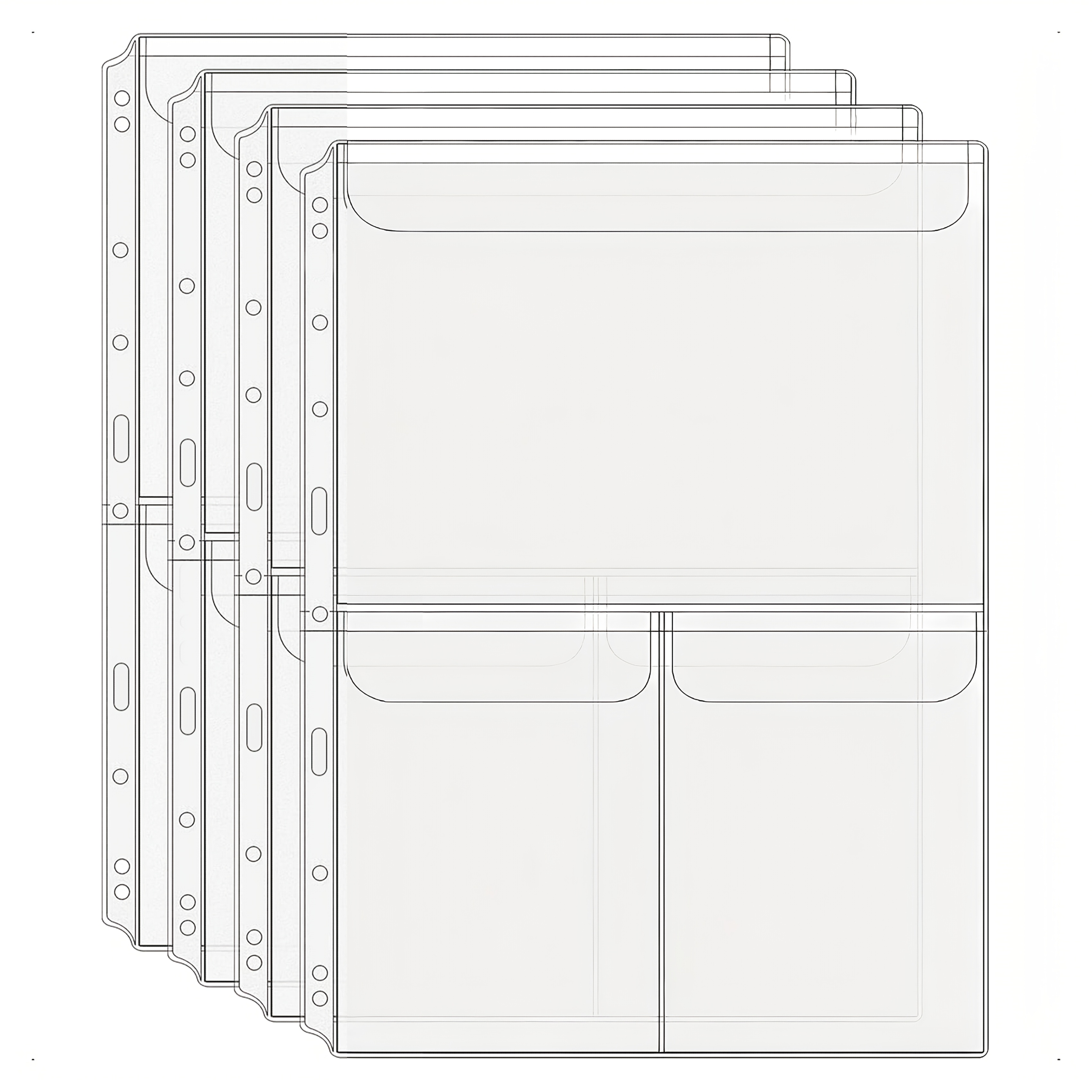 E-shop 8 Stück A4 Ringbuch-Taschenordner PVC-Dokumentenorganizer Kunstportfolio für Dokumentenaufbewahrung Transparente Blattschützer