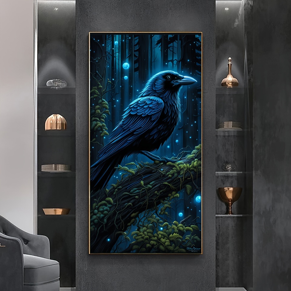 

Diy 5d Diamond Painting Kit - Crow Design, 110x50cm Frameless, Full Drill Round Acrylic Diamonds, Mosaic Craft Wall Art Decor