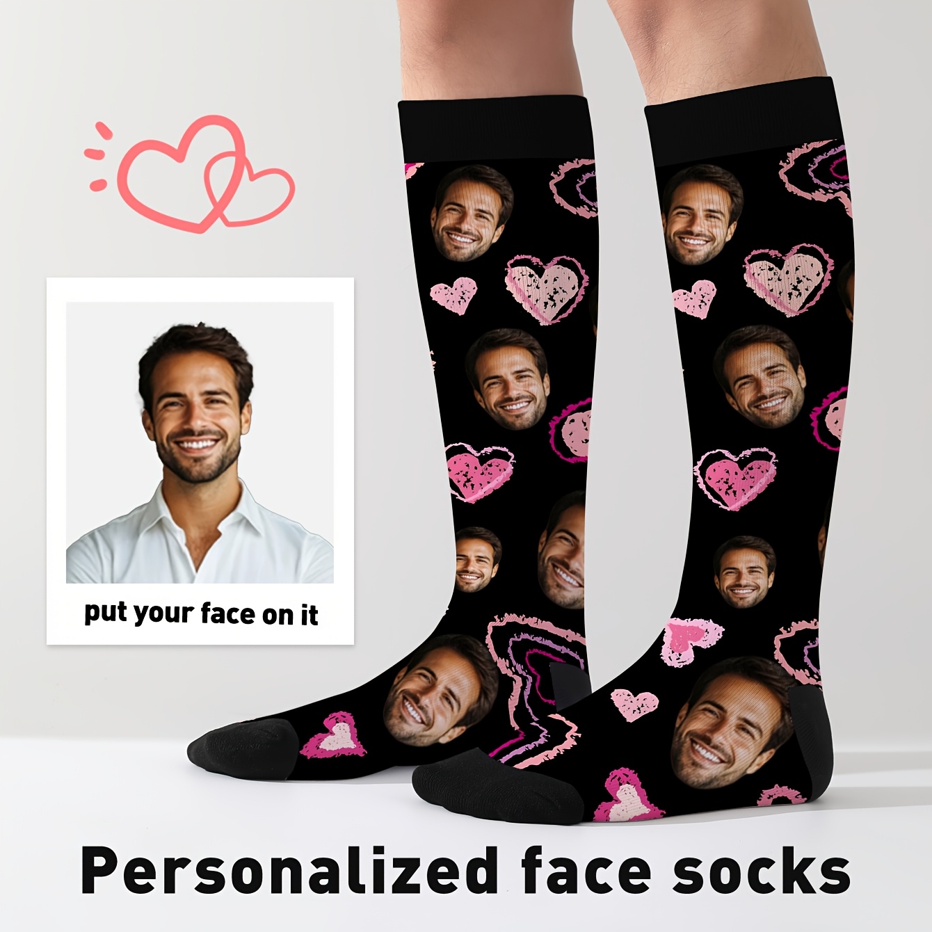 TEMU 1 di Calzini Personalizzati con Foto/Foto/Logo per , Calze Personalizzate Divertenti e Casual, Regalo Originale per Compleanno/Festa/ //San