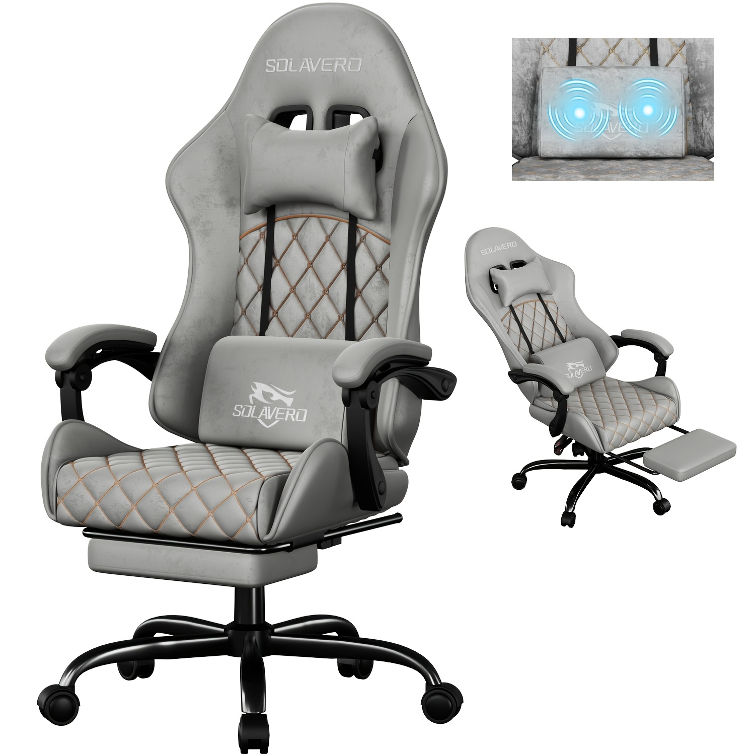 Ergonomic High Back Gaming Chair With Footrest, Seat Cushion & Adjustable Headrest - Armrests Task Chair For Gaming, Office & Relaxation