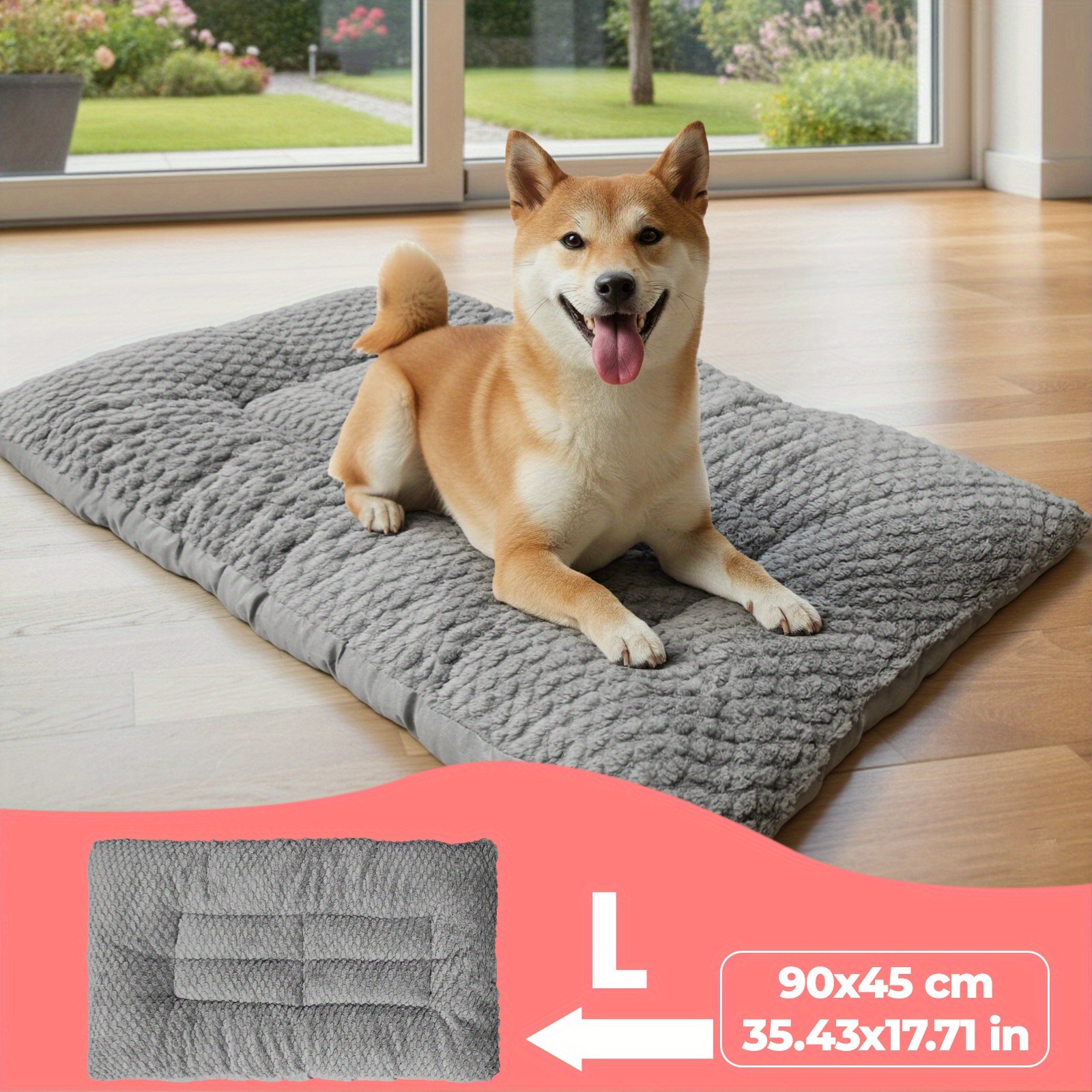 TEMU Extra-large Plush Dog Crate Pad - Thickened Polyester Mattress, Oversized Rectangular Bed Suitable For Small, Medium, And Large Dogs - Dog Bed