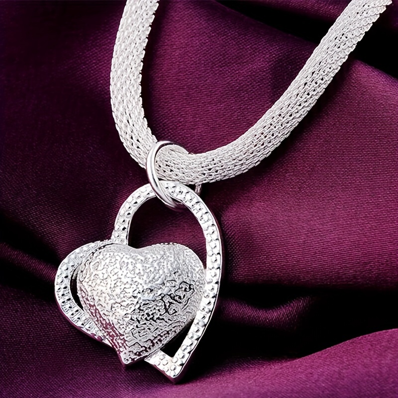 

925 Silver Heart Pendant Necklace - Women' Jewelry, Or Love Gift