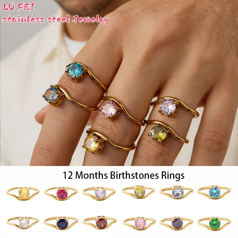 Stylish Minimalist Stainless Steel Ring with Synthetic Zircon