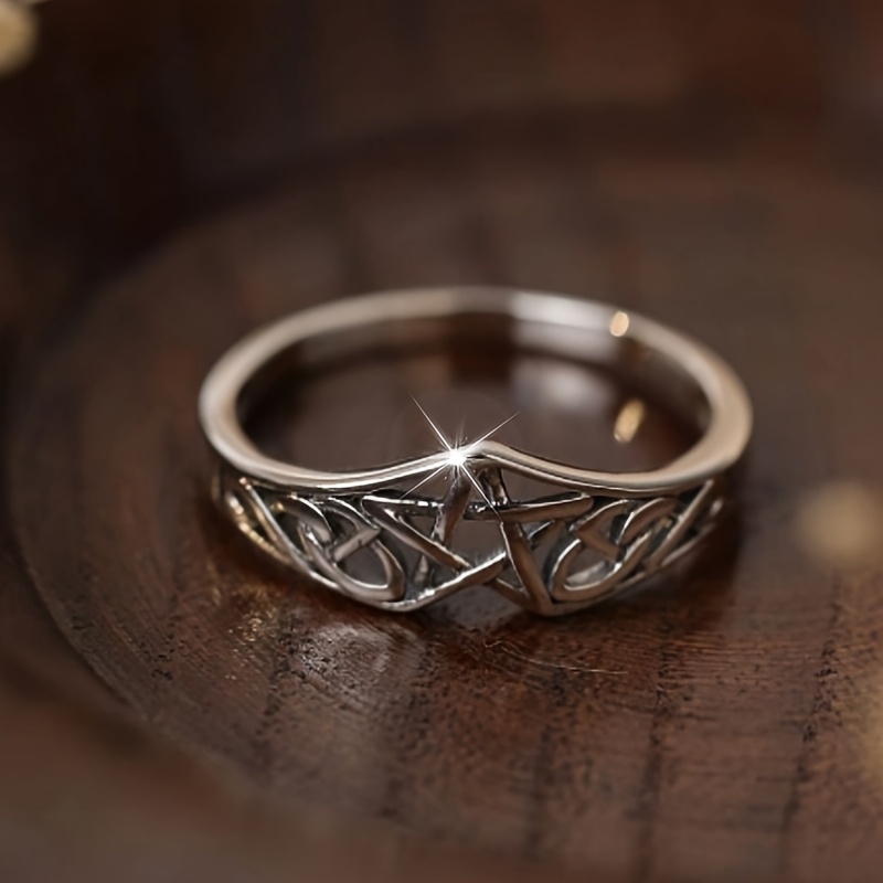 925 Silver Celtic Knot & Pentagram Ring for Men & Women