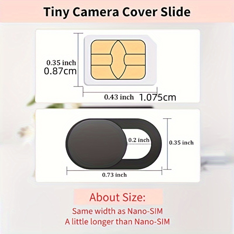 6 Pack Webcam Cover Slide for Laptop Computer Camera, Black Rectangle 