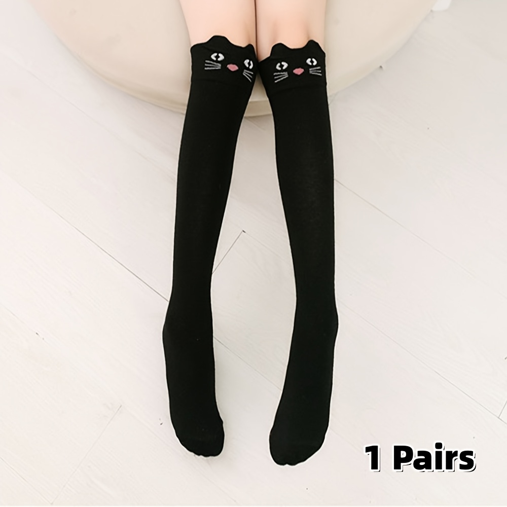 Image of 1/3 Pair Cartoon Autumn Winter Girls' Over-the-knee Socks Calf Socks Warm Breathable Cute Socks, Christmas Gift Ideas