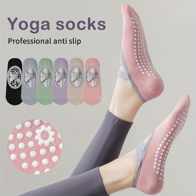 

6 Pairs Of Yoga Cotton Socks, Women's Short Tube Boat Socks, Silicone Anti Slip Dance, Indoor Pilates Floor Fitness Socks