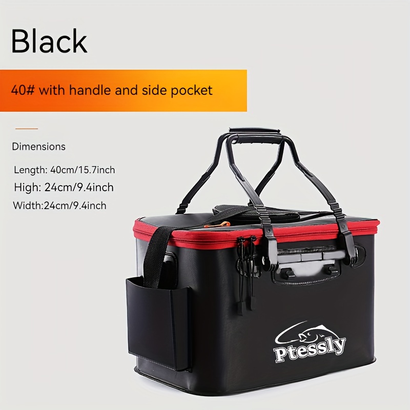 TEMU Portable Eva Fishing Bag, Collapsible Fishing Bucket, Live Fish Box, Camping Water Container, Fishing Tackle Storage Bag, Multi-functional
