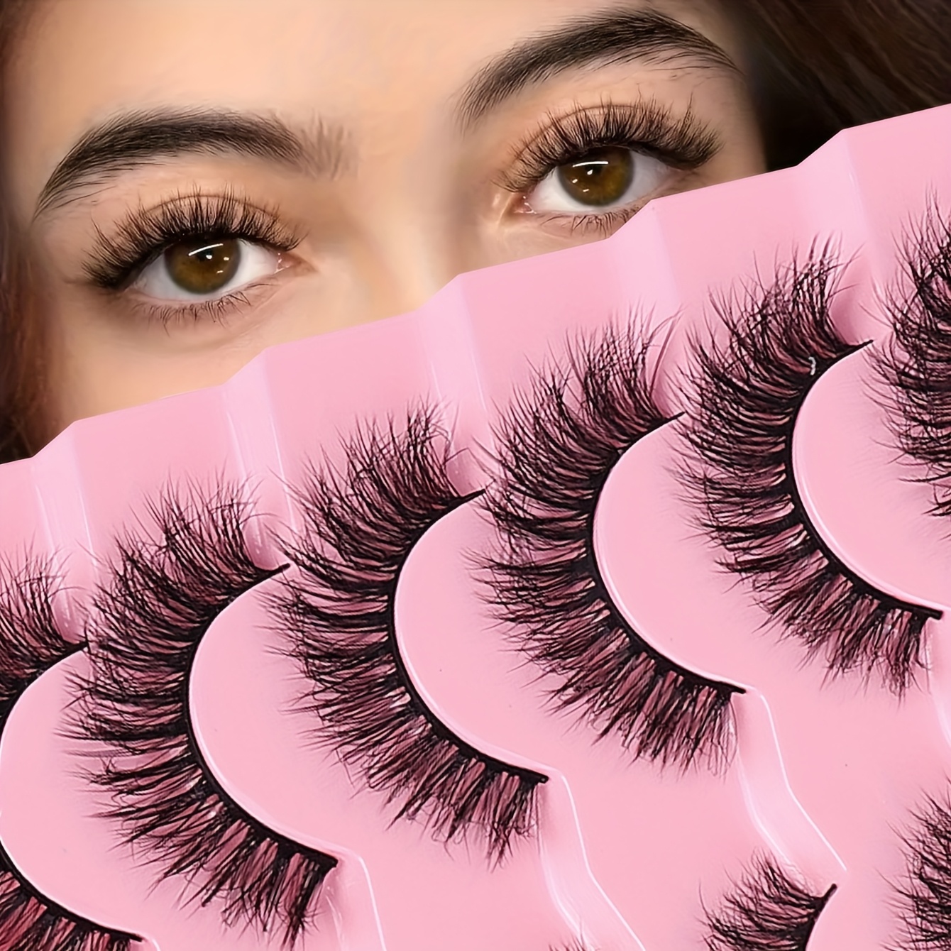 Image of Natural Look 3d Mink Eyelashes - Fluffy Cat Eye Lashes, 13mm Long For, Stage, And Daily Wear - Eyelashes, Stage Makeup Lashes-wispy Lashes For Dramatic Eye Enhancement- D Curling Lash Strips, Reusable