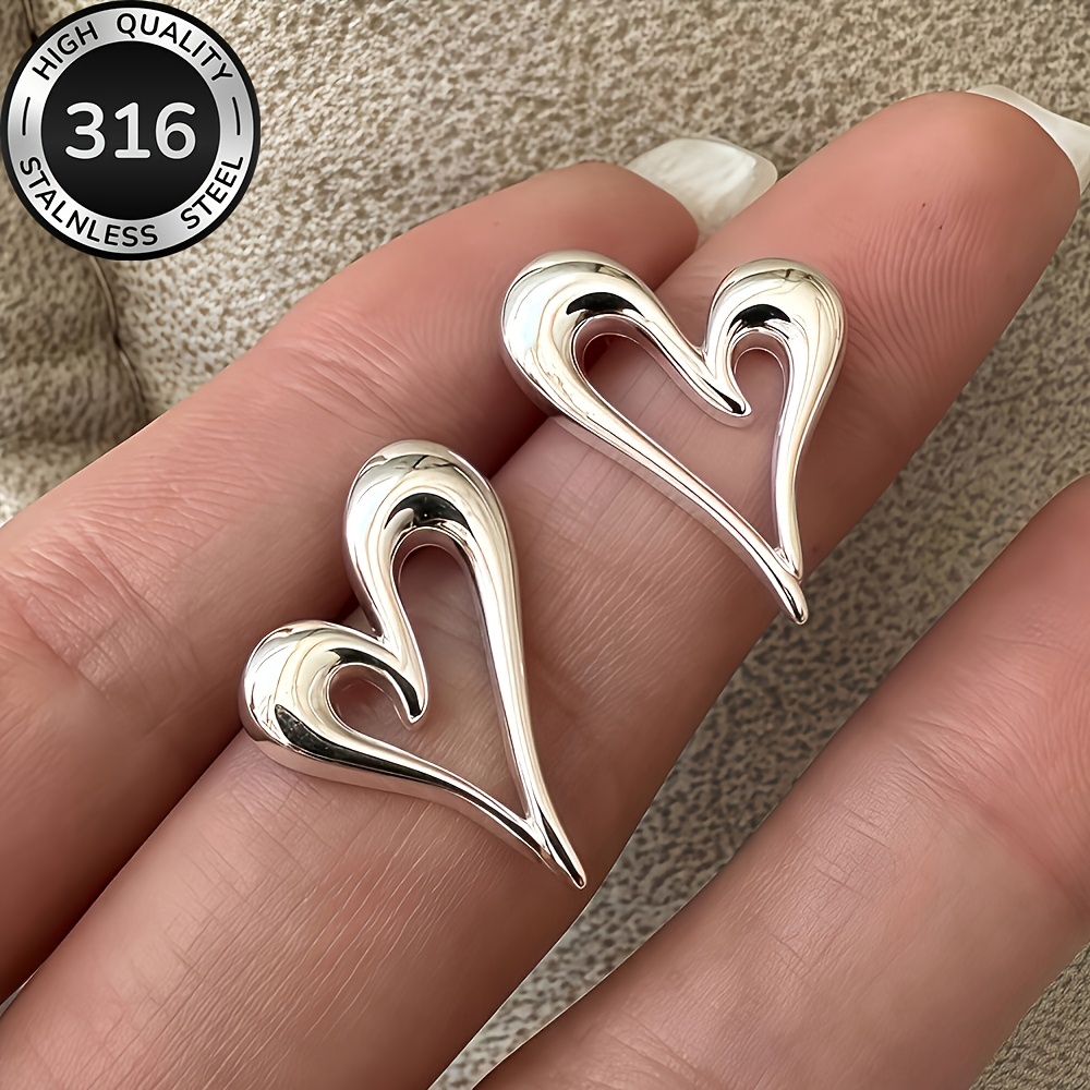 TEMU Pendientes de botón hipoalergénicos de acero inoxidable con forma de , cómodos y versátiles, fáciles y elegantes, pendientes de moda de calidad