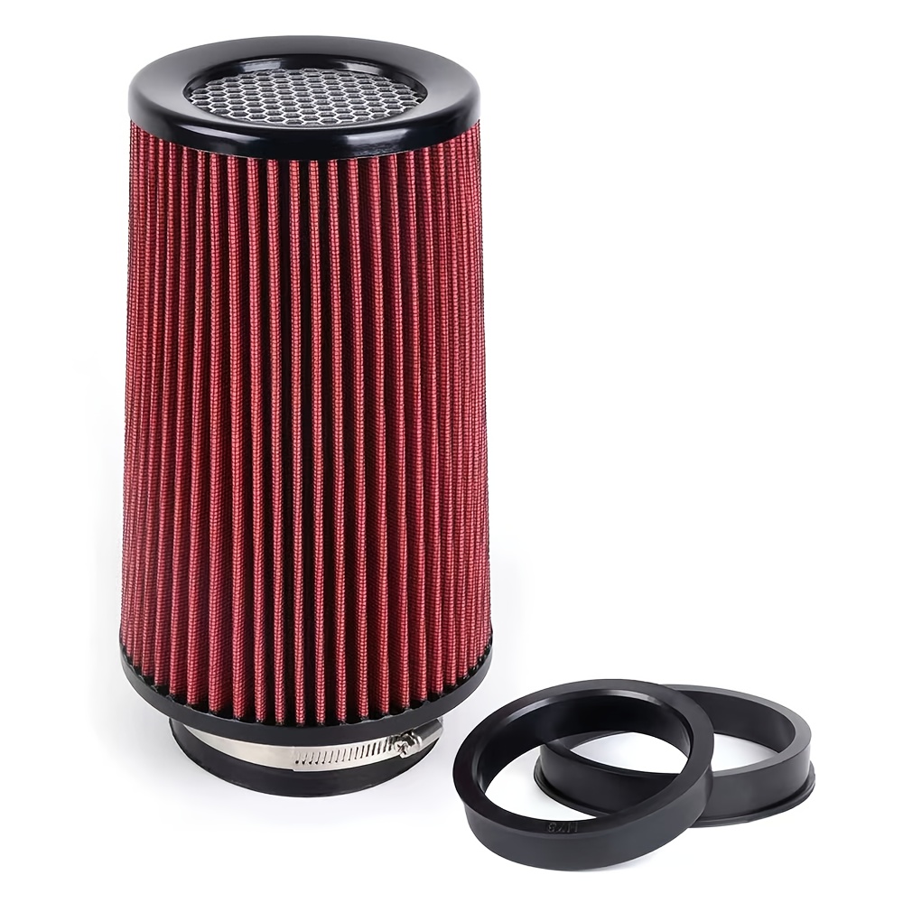 TEMU Universal 3in 3.5in 4in Racing Cold Air Intake Filter Washable Cone Air Filter Height 9.45in 76mm 89mm 101mm Cold Air Intake Filter Racing Car