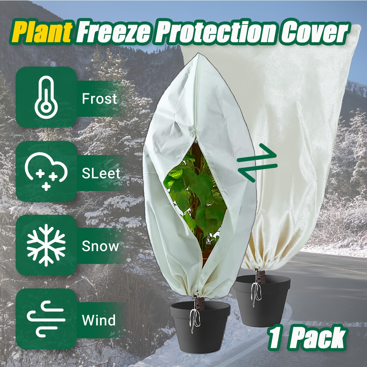 

T Tovia Winter Plant Cover - Freeze & Wind Protection, Breathable Polyester With Zippered Drawstring For , Ideal For Large Potted Plants & Shrubs