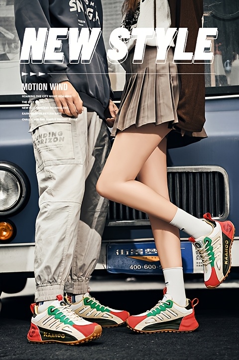 Tenis casuales bajos unisex Dulshaeruo KAAHOO - Ligeros y transpirables de malla y sintético, combinación de colores verde vibrante/rojo/beige/negro, punta redonda cómoda y suela de goma acolchada para caminar, trotar y atuendo casual en primavera/verano, zapatos cómodos, diseño deportivo, construcción duradera, calzado con cordones, moda urbana, forro de tela, calzado versátil, estilo de vida activo