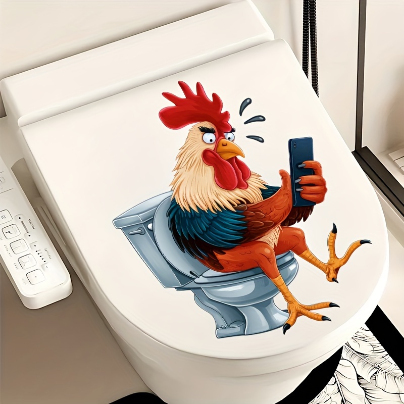 

1pc, Spoof Series Rooster Phone Stickers, Home Decoration Wall Stickers, Suitable For Toilet Seat And Water Decoration, Very Interesting