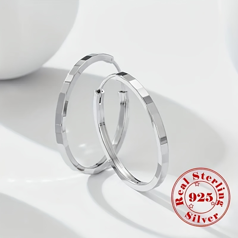 

Sterling Silver Hoop Earrings, Embossed Square Hoop Earrings, Suitable For Valentine's Day Ladies' Jewelry Gifts